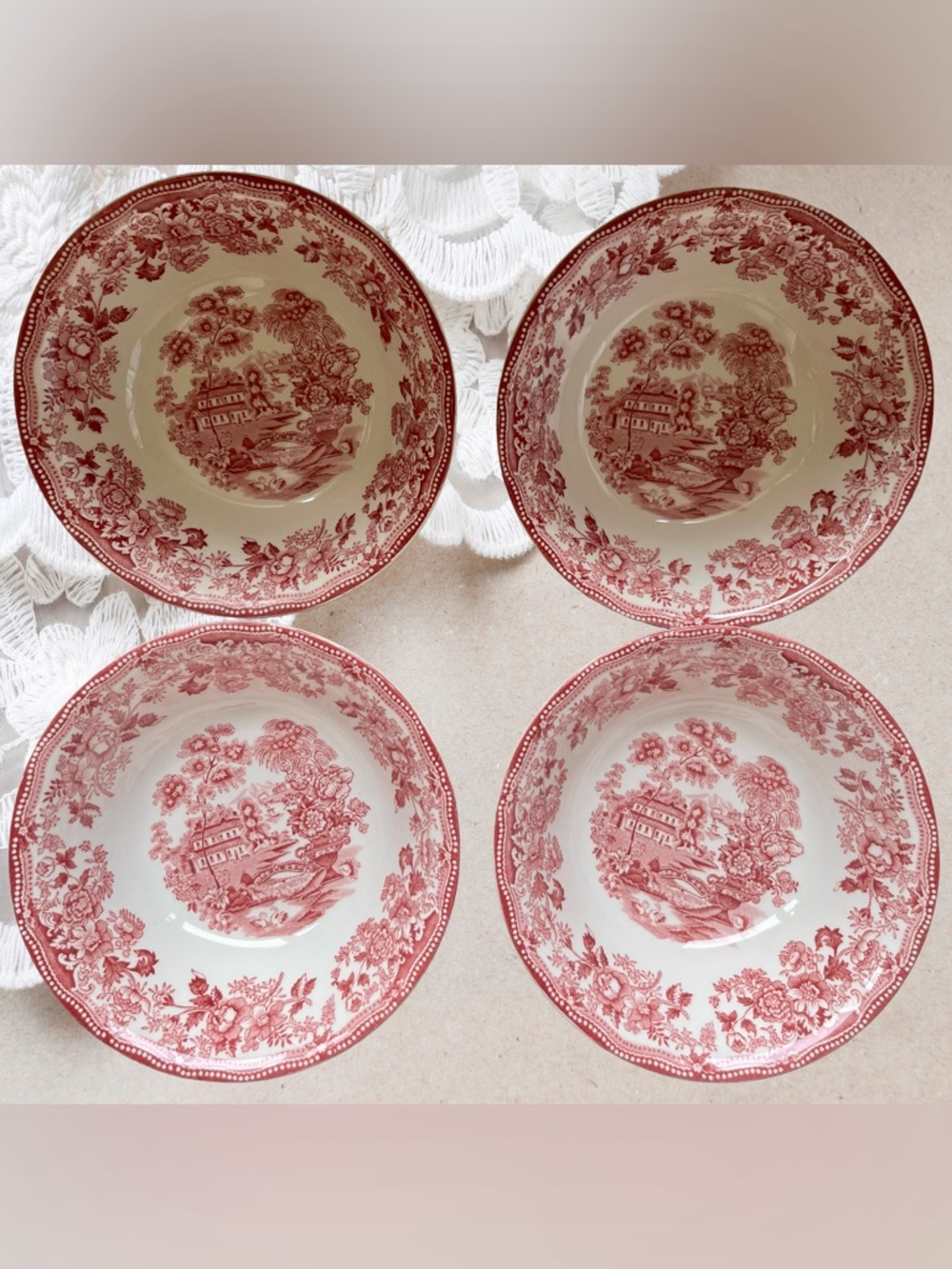 Royal Staffordshire Tonquin Red Pink Large Coupe Cereal Bowl - Picture 4 of 10